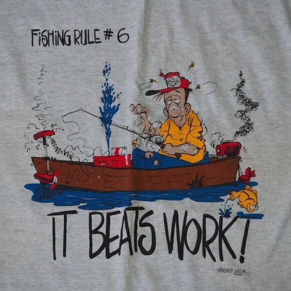 Unbalanced Lines Vintage 90s Fishing Rules #6 Single Stitch T-Shirt Men's M - Picture 5 of 6